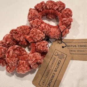 2 Crocheted hand made Velvet Scrunchies *****TWO FOR $12*****